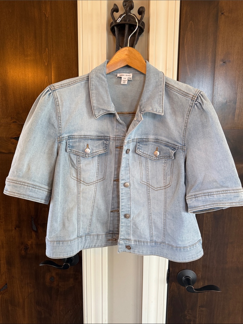 NWOT Tribal Jeans Faded Blue Short Sleeve Denim Jacket M